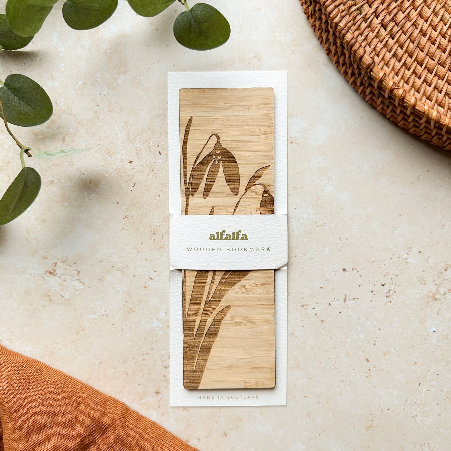 Snowdrops Wooden Bookmark