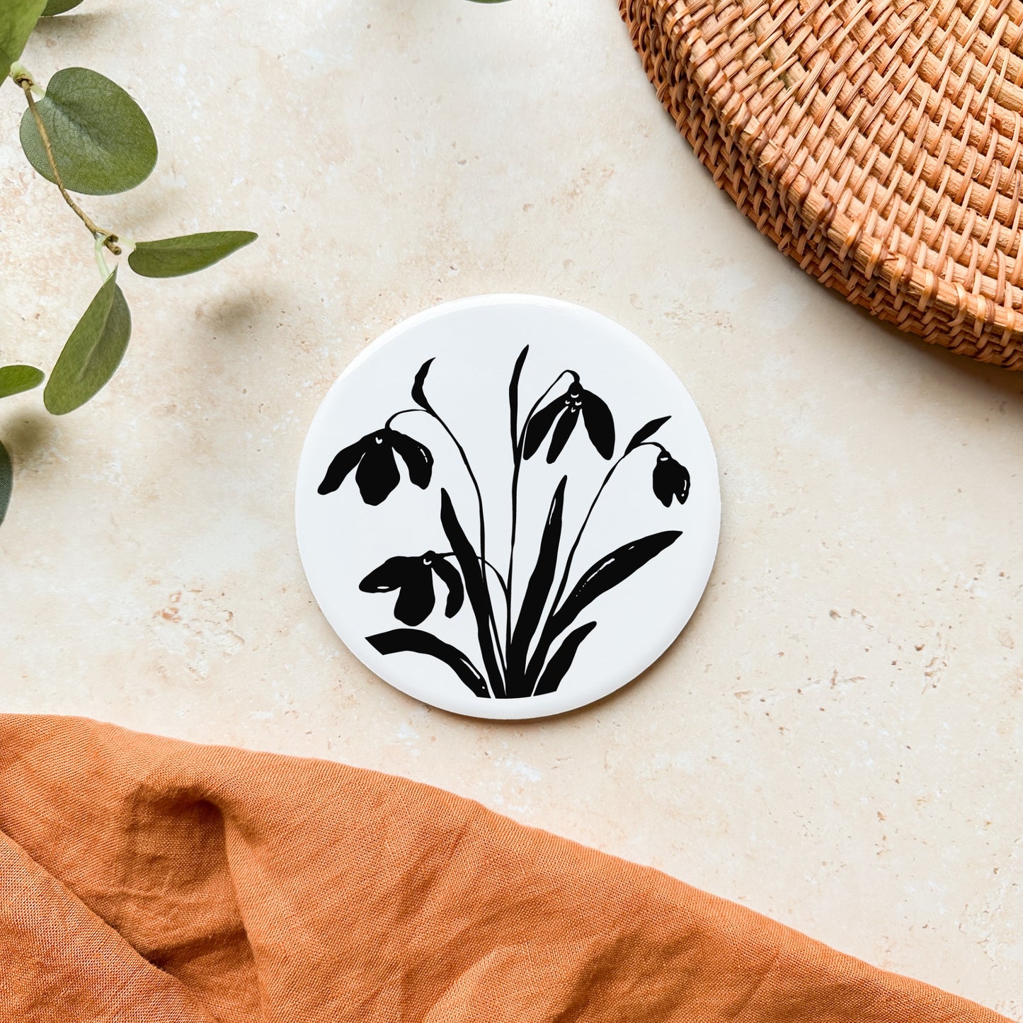 Snowdrops Ceramic Coaster