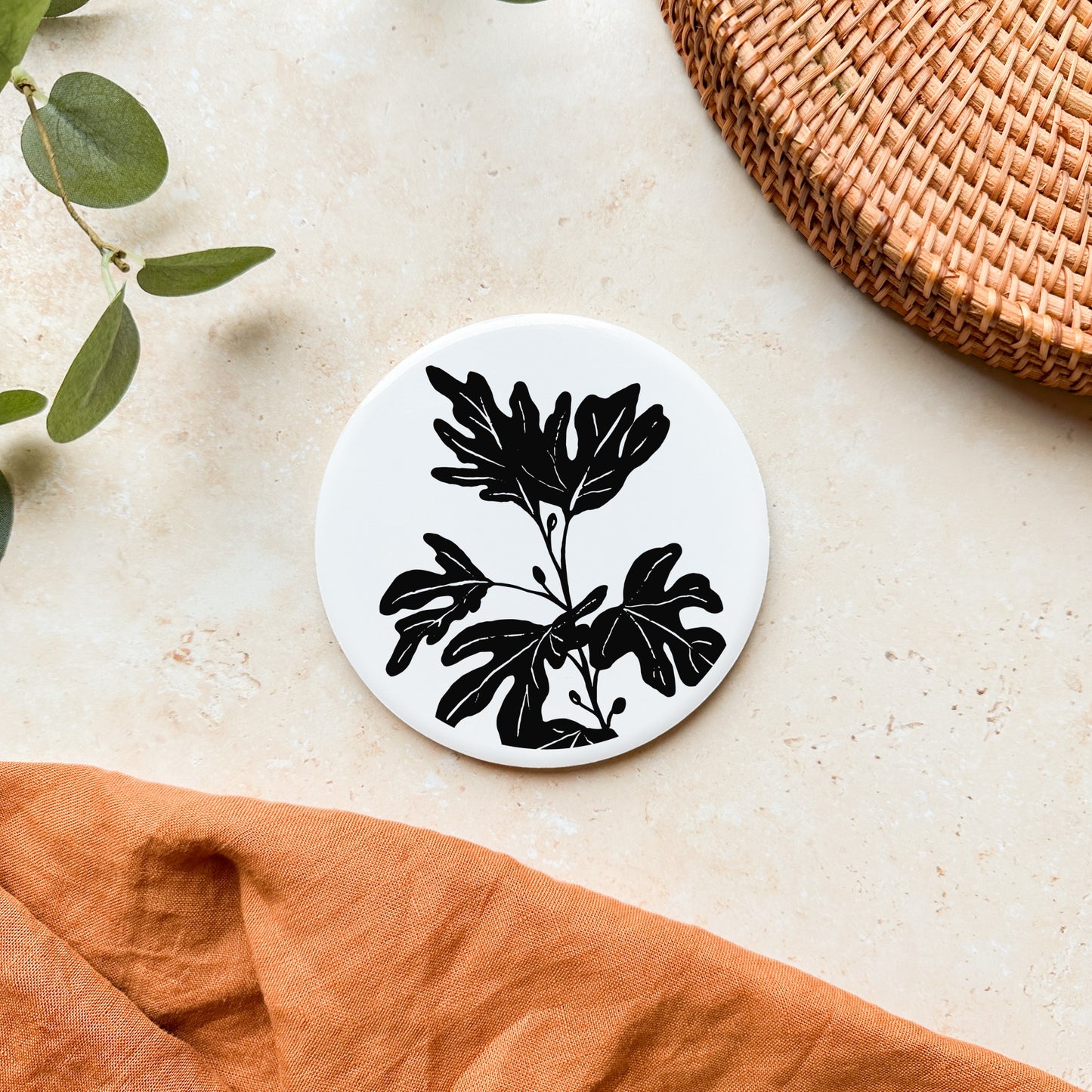 Fig Tree Ceramic Coaster