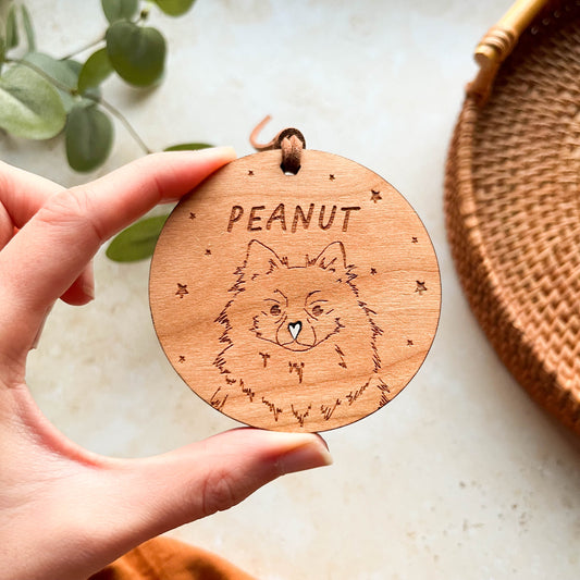 Pomeranian Wooden Christmas Bauble