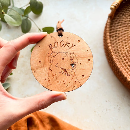 Border Collie Wooden Christmas Bauble