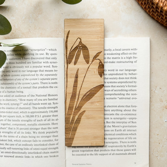 Snowdrops Wooden Bookmark
