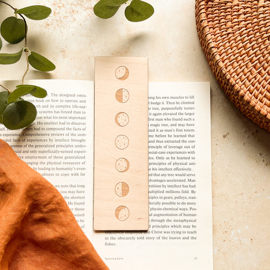 Moon Phases Wooden Bookmark