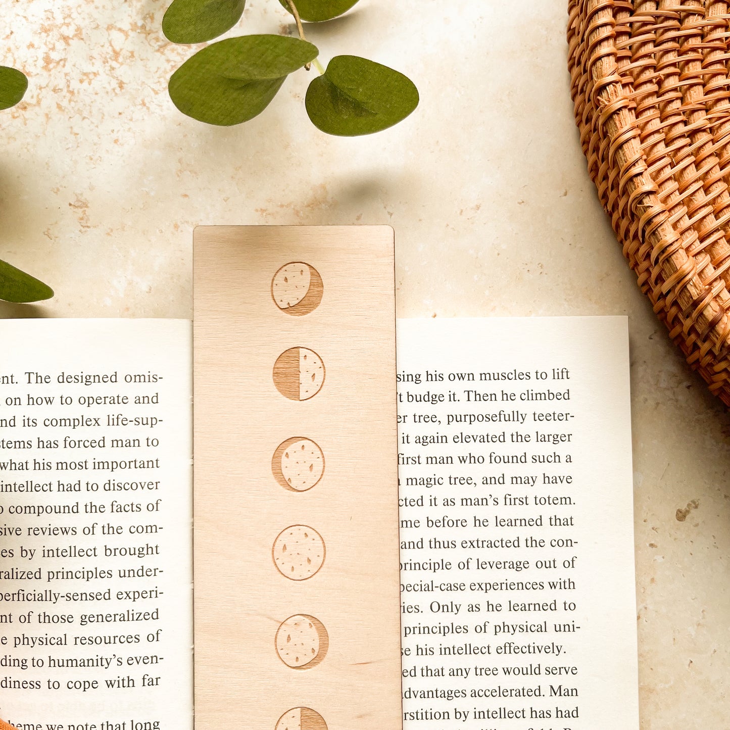 Moon Phases Wooden Bookmark