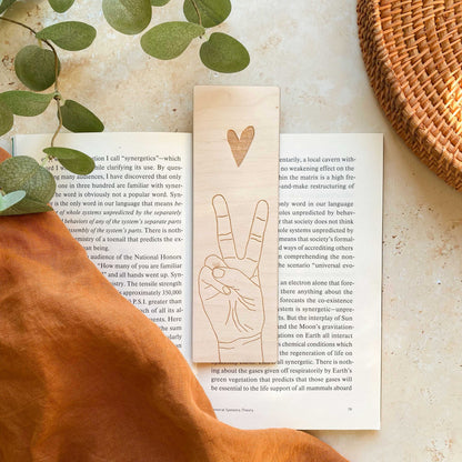 Peace + Love Wooden Bookmark