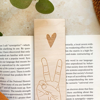 Peace + Love Wooden Bookmark