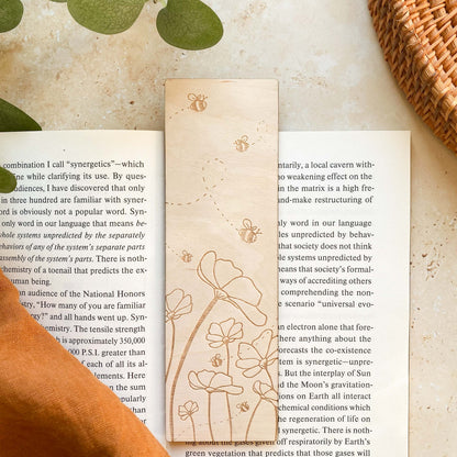 Bee Flower Wooden Bookmark