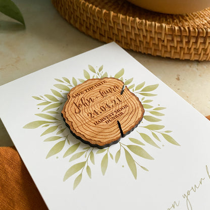 Log Slice Save the Date Magnet