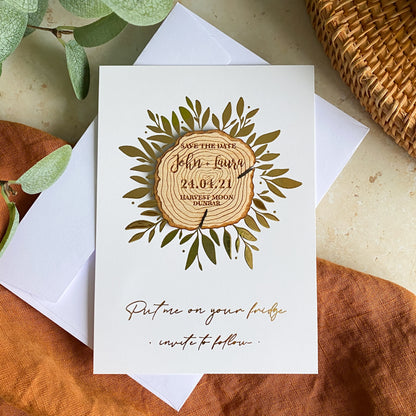 Log Slice Save the Date Magnet