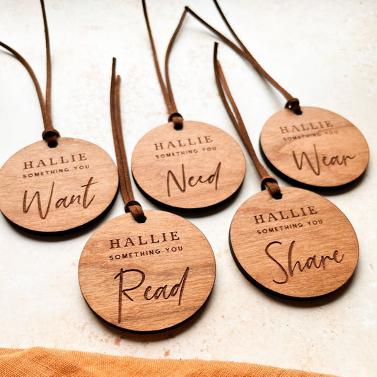 Round Personalised Wooden Something You Want Gift Tags