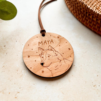 Husky Wooden Christmas Bauble