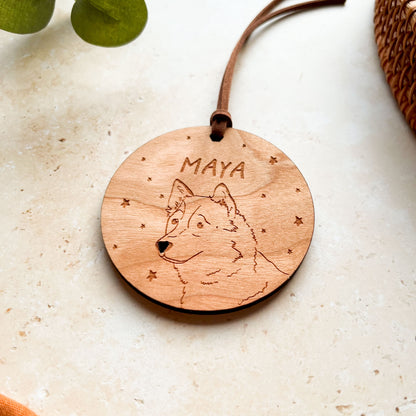 Husky Wooden Christmas Bauble