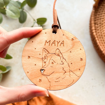 Husky Wooden Christmas Bauble