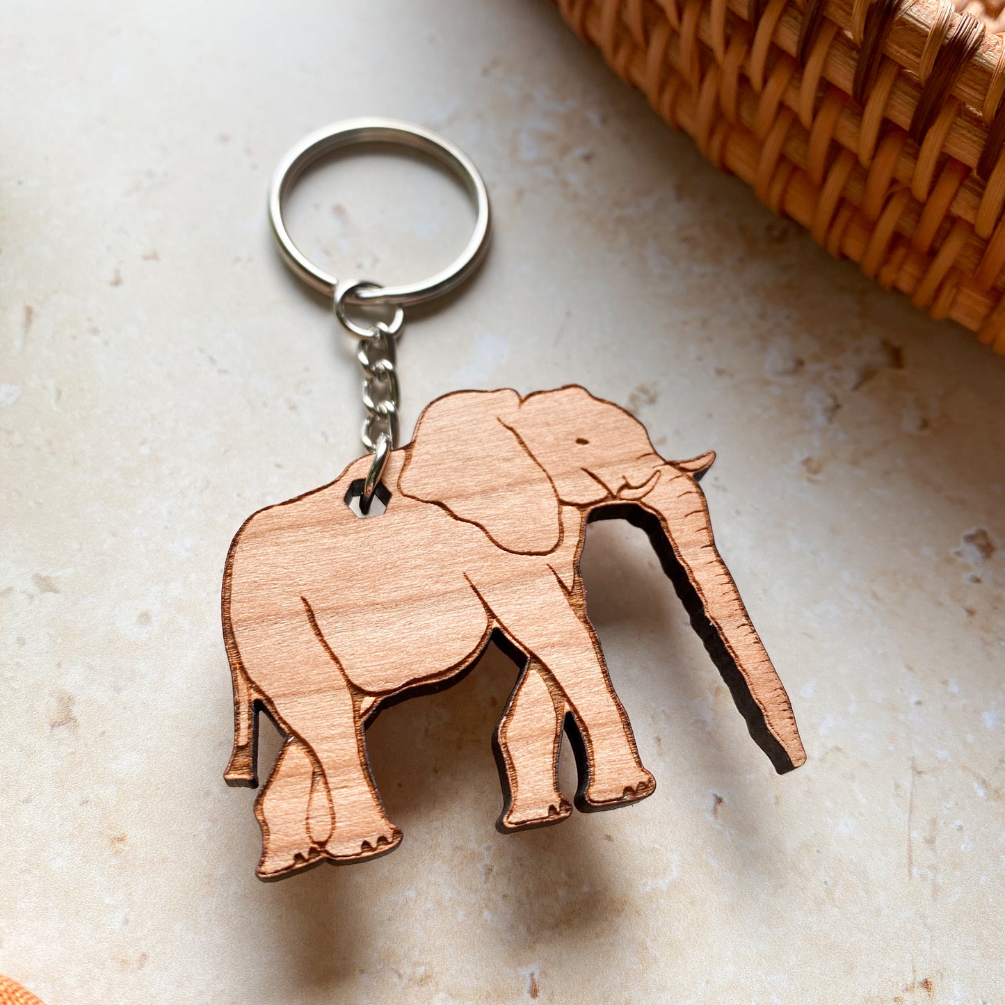 Elephant Wooden Keyring