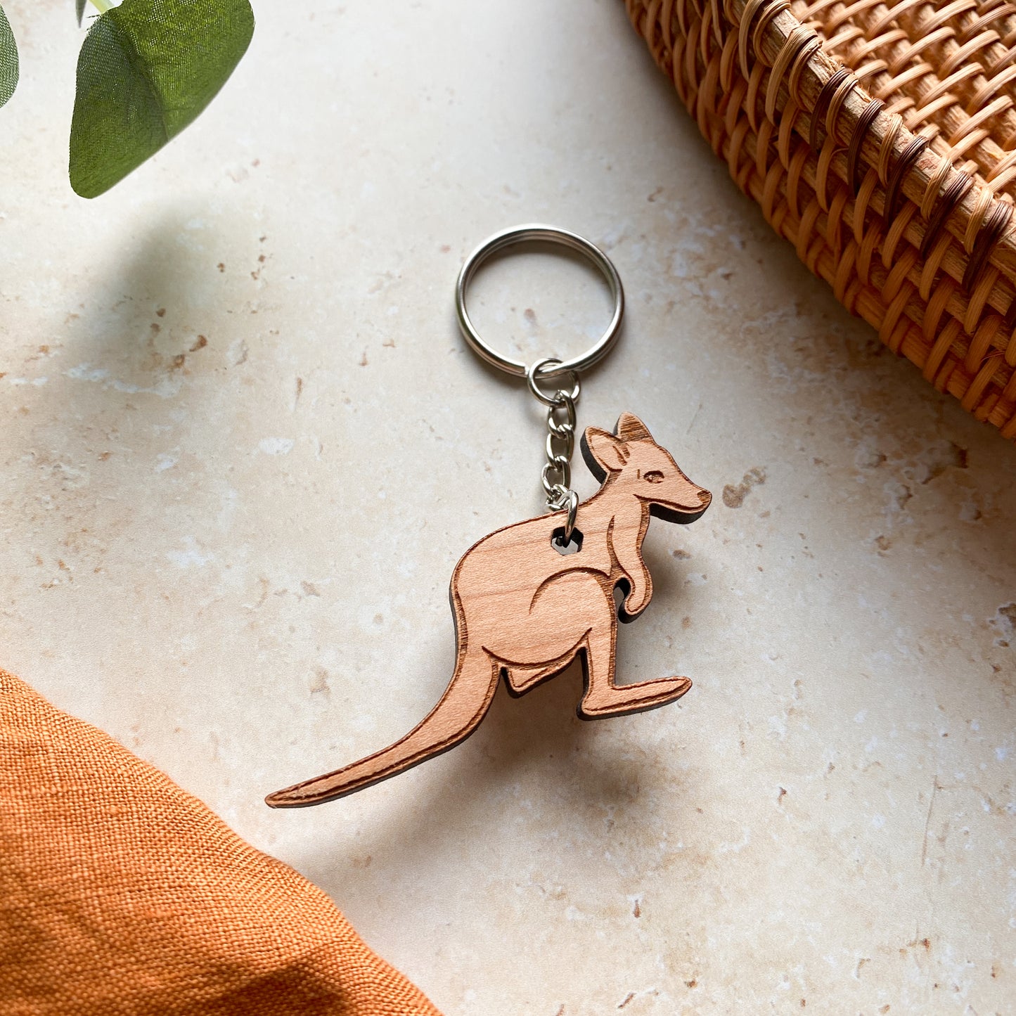 Kangaroo Wooden Keyring