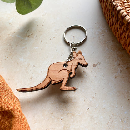 Kangaroo Wooden Keyring