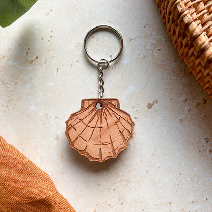 Sea Shell Wooden Keyring