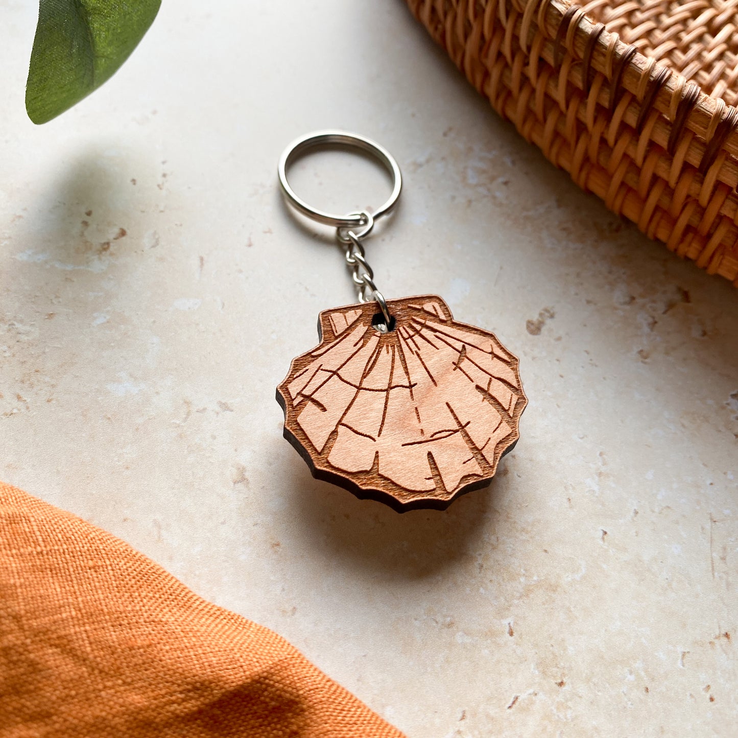 Sea Shell Wooden Keyring