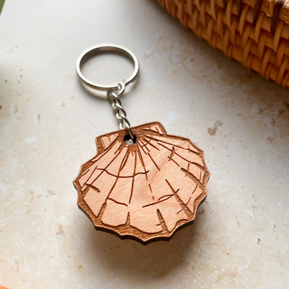 Sea Shell Wooden Keyring