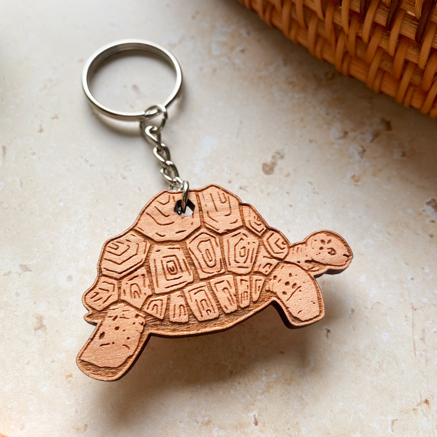 Turtle Wooden Keyring